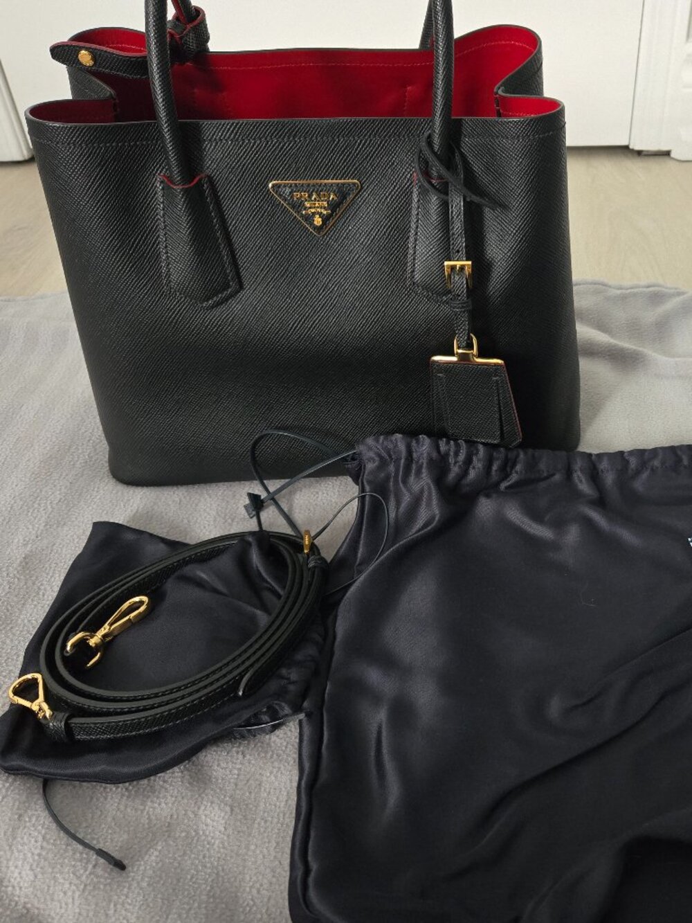 Prada Double Bag in black Saffiano Cuir leather